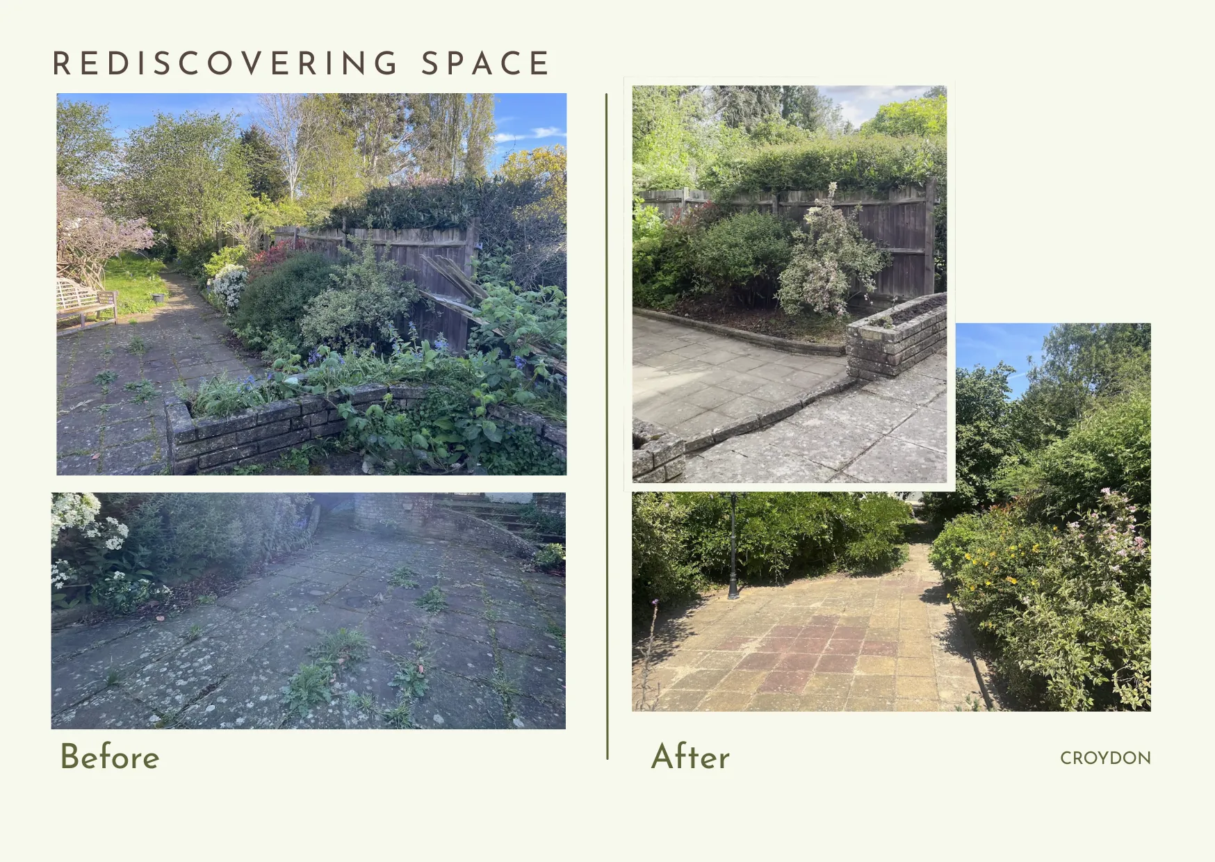 Rediscovering space — a Croydon garden transformation showing before and after planting